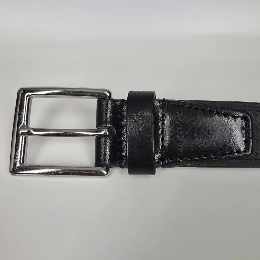 COLE HAAN PERFORATED SUEDE LEATHER BELT – GRAY – SILVER BUCKLE – MEN’S SIZE 36